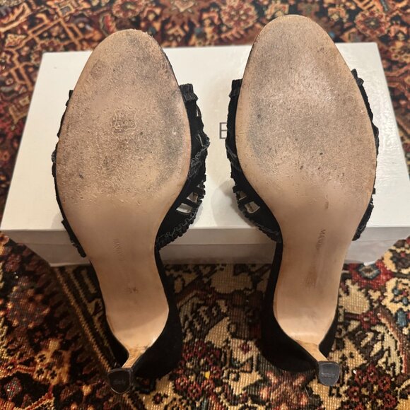 Manolo Blahnik Mules Black Suede - Picture 3 of 5